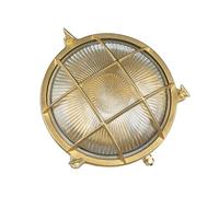 Licht-Erlebnisse Applique murale extérieure en laiton et verre IP64 pour jardin et terrasse Ø24 cm E27 max. 18 W Rustique Maritime Lampe extérieure ronde SERIFOS