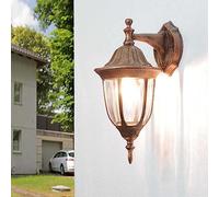 Licht-Erlebnisse Applique murale extérieure en verre et aluminium couleur cuivre antique, IP44, pour porte d'entrée, T:20 cm, E27, rustique, MILANO