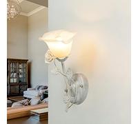 Applique murale FLEURE métal verre shabby blanc romantique floral H:32 W:20 pour chambre salon applique intérieure