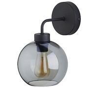 Licht-Erlebnisse Applique murale intérieure en verre fumé métal noir H: 28 cm E27 modifiable moderne vintage salon chambre salle à manger applique intérieure