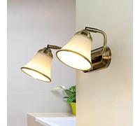 Licht-Erlebnisse Applique salle de bain réglable avec interrupteur à bascule, lampe miroir, art nouveau, orientable, bronze, faible éblouissement, verre, 2 flammes, E14, L:42 cm, lampe murale miroir