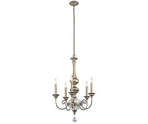 Licht-Erlebnisse Candela Élégant lustre 13 en argent doré 5 x E14 réglable Table à manger Salon Vintage Design Lampe
