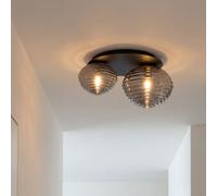 Licht-Erlebnisse Deckenleuchte Verre Fumé Noir Métal E27 45 cm Salon