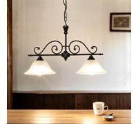 Licht-Erlebnisse Dorothea Suspension Rustique Blanche Noire E27 Métal Verre