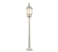 Licht-Erlebnisse Lampadaire en verre et aluminium blanc doré IP44 Jardin 115,5 cm de haut E27 Lanterne rustique Luminaire pour allée extérieure BREST