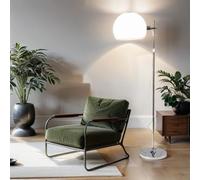 Licht-Erlebnisse Lampadaire Salon Moderne EMPETRUM Chrome Blanc Inox Bauhaus Design E27 grand H:184 cm Lampe de lecture