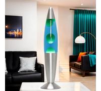 Licht-Erlebnisse Lampe à lave bleu vert, 36 cm, ampoule incluse, G9 25 W avec interrupteur à fil, idée cadeau Noël, petite lampe à lave rétro, mini lampe à lave