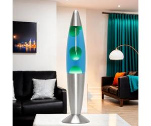Licht-Erlebnisse Lampe à lave bleu vert, 36 cm, ampoule incluse, G9 25 W avec interrupteur à fil, idée cadeau Noël, petite lampe à lave rétro, mini lampe à lave