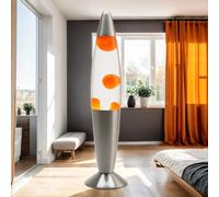 Licht-Erlebnisse Lampe à lave orange, lampe à lave petite, lampe rétro, 36 cm, idée cadeau Noël, G9 25 W avec interrupteur à fil, ampoule incluse, puissante, active