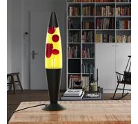 Lampe à lave rouge jaune noir, lampe rétro, active, chaude, 42 cm, G9 25 W avec interrupteur à fil, ampoules incluses, idée cadeau pour Noël, lampe de table à lave