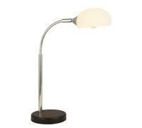 Licht-Erlebnisse Lampe de bureau verre métal abat-jour ajustable H : 49 cm chrome blanc E14 lampe de table rétro salon lampe de table bureau