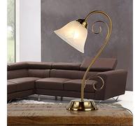 Licht-Erlebnisse Lampe de table en verre métal laiton salon bureau H:43 cm E14 rustique non-éblouissant lampe de chevet de bureau chambre ATHEN