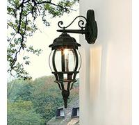 Licht-Erlebnisse Lampe d'Extérieur Mur Aluminium Verre en Noir Vert IP44 Jardin Balcon H:54 cm E27 Landhaus Lanterne d'Extérieur Rustique Lampe d'Extérieur BREST