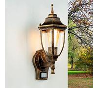 Licht-Erlebnisse Lampe extérieure avec détecteur de mouvement en verre et aluminium noir cuivre IP44 pour entrée E27 jusqu'à 60 W lampe murale extérieure rustique pour balcon LYON