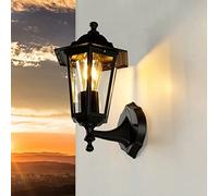 Licht-Erlebnisse Lampe extérieure murale Aluminium Verre Noir IP44 Terrasse Balcon H:36 cm E27 debout Lanterne murale rustique Jardin PARIS