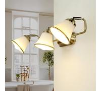 Licht-Erlebnisse Lampe murale Art Nouveau salle de bain, bronze, lampe murale miroir, lampe miroir, orientable, faible éblouissement, verre, 3 flammes, E14, L:70 cm, lampe de salle de bain