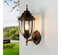 Lampe murale extérieure en aluminium et verre noir cuivre IP44 pour balcon et porte d'entrée L:16,5 cm E27 lanterne décorative, applique murale extérieure pour jardin LYON