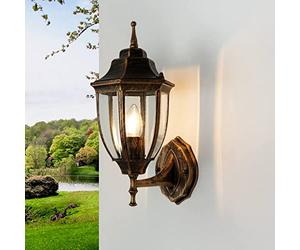 Licht-Erlebnisse Lampe murale extérieure en aluminium et verre noir cuivre IP44 pour balcon et porte d'entrée L:16,5 cm E27 lanterne décorative, applique murale extérieure pour jardin LYON