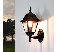 Licht-Erlebnisse Lampe murale extérieure en aluminium et verre noir IP44 pour cour et maison H:34,5 cm E27 Lanterne style maison de campagne, luminaire extérieur rustique pour terrasse TIROL