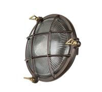 Licht-Erlebnisse Lampe murale extérieure en laiton et verre vert antique IP64 pour terrasse et balcon Ø21 cm E27 rustique maritime nostalgique pour jardin SERIFOS