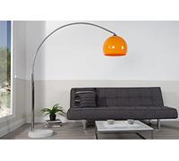 Licht-Erlebnisse Lampe rétro Éclairage 175cm réglable en hauteur mobile Lampadaire Chrome Orange Blanc Salon