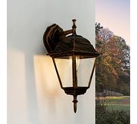 Licht-Erlebnisse Lanterne murale extérieure en verre et aluminium noir cuivre IP44 pour jardin H:34,5 cm E27 suspendue nostalgique, applique murale extérieure pour balcon TIROL