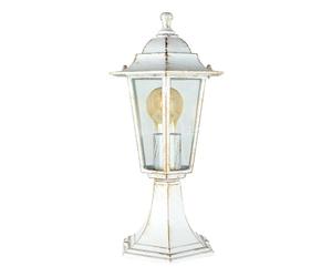 Licht-Erlebnisse Luminaire de chemin en verre et aluminium anthracite IP44 pour terrasse et chemin, 40 cm de hauteur, petit, E27, lanterne nostalgique, lampe de socle rustique pour extérieur, PARIS