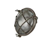 Licht-Erlebnisse Luminaire mural extérieur en laiton et verre antique IP64 pour balcon et jardin Ø21 cm E27 rond avec grille maritime rustique SERIFOS