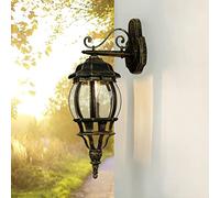 Licht-Erlebnisse Luminaire mural extérieur en verre et aluminium doré antique IP44 Cour Terrasse L:15,5 cm E27 Lanterne rustique Applique murale extérieure Jardin Entrée BREST