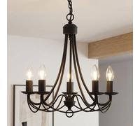 Licht-Erlebnisse Lustre Classique Noir 46 cm E14 5-ampoules Plafonnier