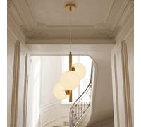 Licht-Erlebnisse Pendelleuchte Table à Manger Verre Métal Or Blanc 32,5 cm E27