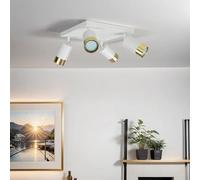 Licht-Erlebnisse Plafonnier 4 flammes, plafonnier blanc, or, spot plafonnier GU10, flexible, allongé, L:25 cm, ciblé, spot, plafonnier cuisine