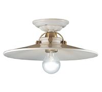 Licht-Erlebnisse Plafonnier design vintage D : 31 cm rond H : 11 cm petit en blanc laiton mat céramique métal E27 plafonnier cuisine salon lampe céramique