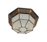 Licht-Erlebnisse Plafonnier en aluminium et verre couleur cuivre antique, IP44, pour terrasse et balcon, L:27 cm, E27, rustique, MILANO