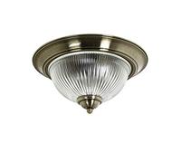 Licht-Erlebnisse Plafonnier métal verre en laiton antique IP44 salle de bain cuisine Ø31 cm E14 2 lampes plafonnier rond Art Nouveau salle à manger BARMSTEDT