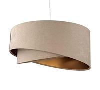 Licht-Erlebnisse Suspension design en tissu velours beige or abat-jour asymétrique Ø50cm E27 chambre salon couloir suspension lampe suspendue suspension