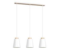 Licht-Erlebnisse Suspension en métal et bois blanche scandinave 3 lampes E27 W: 66cm pour salle à manger cuisine coin repas suspension lampe suspension plafond