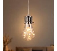 Licht-Erlebnisse Suspension en verre et métal chromé pour salon cuisine table à manger Ø 12 cm E14 ampoules design luminaire suspendu intemporel pour chambre d'adolescent