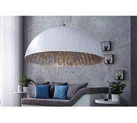Licht-Erlebnisse Suspension extravagante - Blanc et argenté - Diamètre : 70 cm - Design moderne - Ronde - Grand salon - Salle à manger