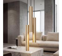 Licht-Erlebnisse Suspension ronde en laiton cylindre 3 lampes D: 20cm GU10 variable W: 62cm pour salle à manger cuisine suspension lampe suspension suspension intérieur