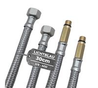 LICHTBLAU lot 2 tuyaux inox 30 cm 3/8 vers M10 flexible blindé anti pli robinet eau potable cuisine raccord universel haute pression