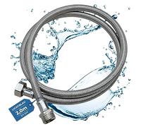 Lichtblau Rallonge Aquastop en acier inoxydable résistant aux plis I 2 m I Raccord 3/4" pour machine à laver et lave-vaisselle I Tuyau blindé droit/droit avec joint I Utilisation universelle