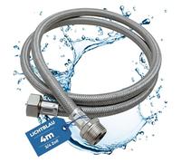 LICHTBLAU Rallonge Aquastop en acier inoxydable résistant aux torsions I 4 m I Raccord 3/4" pour machine à laver et lave-vaisselle I Tuyau blindé droit/droit avec joint I Utilisation universelle