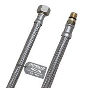 LICHTBLAU Tuyau en acier inoxydable résistant aux plis I 40 cm I 3/8 pouces sur M8 court I adapté pour robinet d’eau potable, électrovanne d’angle, tuyau blindé, robinetterie de cuisine