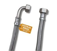 LICHTBLAU tuyau inox 60 cm 3/8 angle 90° flexible blindé anti torsion robinet eau potable cuisine salle bain WC raccord universel