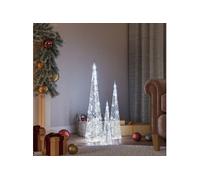 vidaXL Jeu de cônes lumineux à LED Acrylique Blanc froid 30/45/60 cm