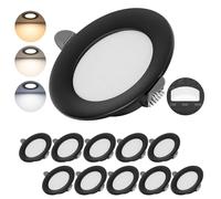 Lichtlord Dimmable Spot LED Encastrable Extra Plat 7W 700LM, Equi.70W Incandescence,Spot Plafond 2700K 4500K 6000K Réglable, spot salle de bain IP44, Lot de 10,Downlight ultra-fin en métal (Noir)