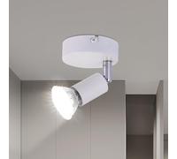 Lichtmaler LED Plafonnier 1 Spot GU10 Applique Muraux Blanc Spots Plafond | Intérieur Luminaire Plafonnier Orientable 330° Rails de Spots Moderne pour Cuisine Coucher Couloir Salon (Sans Ampoules)