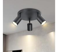Lichtmaler Plafonnier 3 Spot Orientable Noir - Spots de Plafond Éclairage GU10 Luminaire Intérieur Plafonnier Led Rampe Spot Lampe Plafond Salon Cuisine Couloir, Sans Ampoules