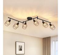 Lichtmaler Plafonnier Industriel Noir LED - Luminaires Intérieur Vintage Lampe Plafond 6 Spots Orientable E14 Pour Salon Chambre Cuisine, Sans Ampoule